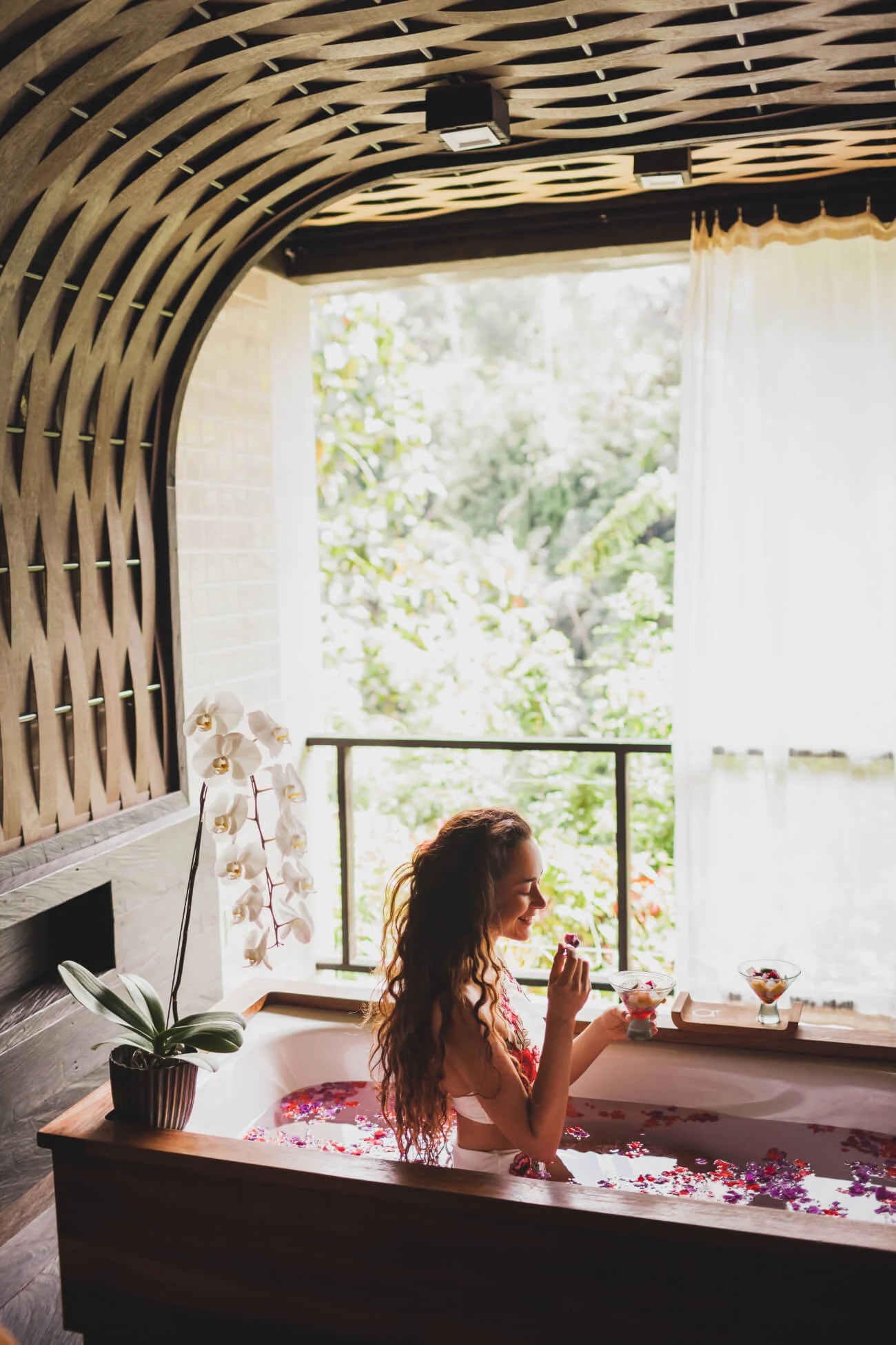 a person looking out a window