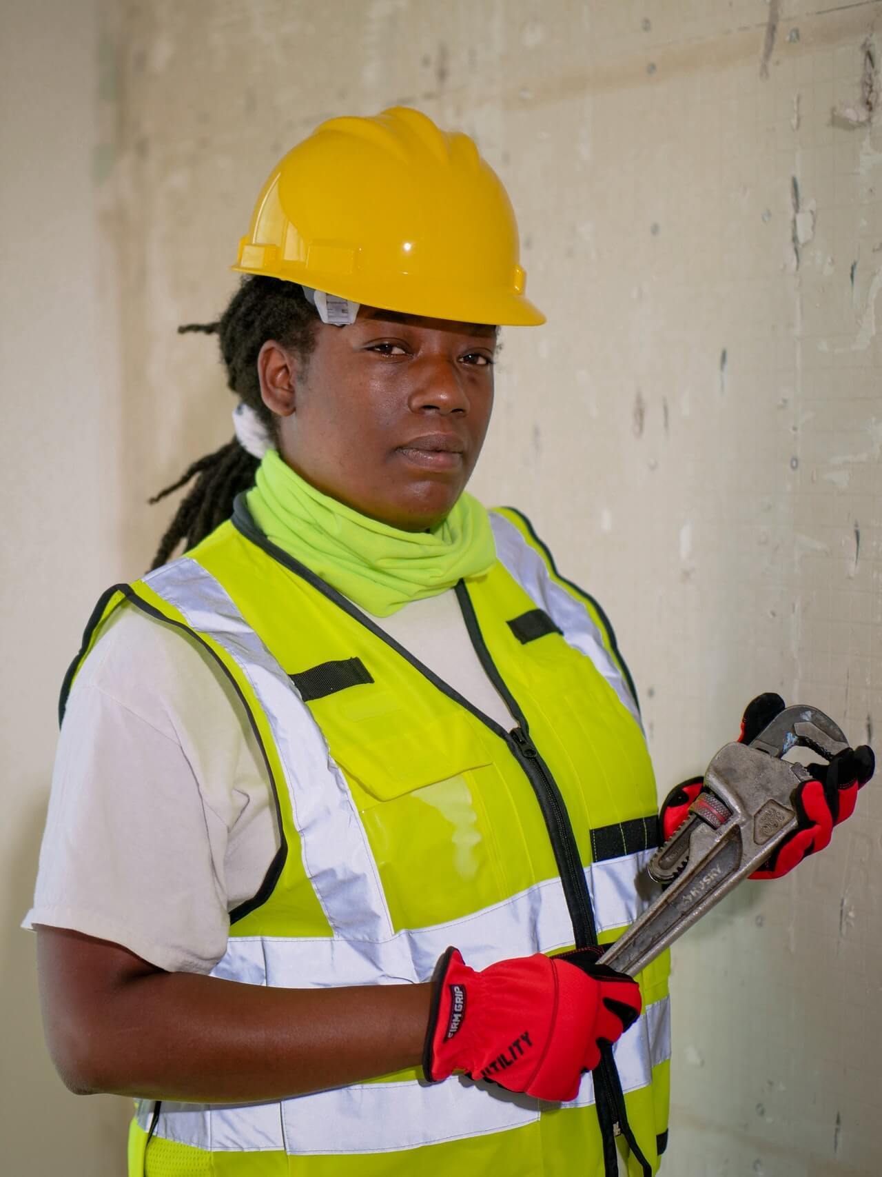a person wearing a hard hat